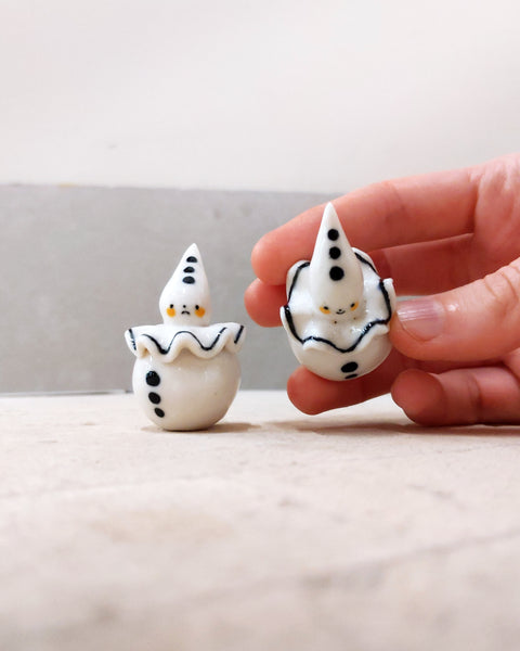 goatPIERROT Ceramic Art Toy [Birbuables BB23.081+082: Pierrot Duo, 1.9" tall]