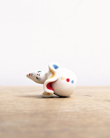 goatPIERROT Ceramic Art Toy [Birbauble BB24.019: Twinkle Eyed Clown in Stoplight Yellow]