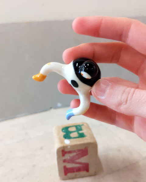 goatPIERROT Ceramic Art Toy [Tinybirdman 23.034: Classic Black Ledge Sitter, 1.25" tall]