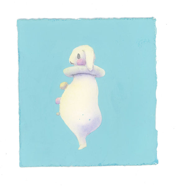 Watercolor #12: "Bunny Pierrot #7"  [5.5 x 6 inches, Watercolor and Gouache on BFK Rives Paper]