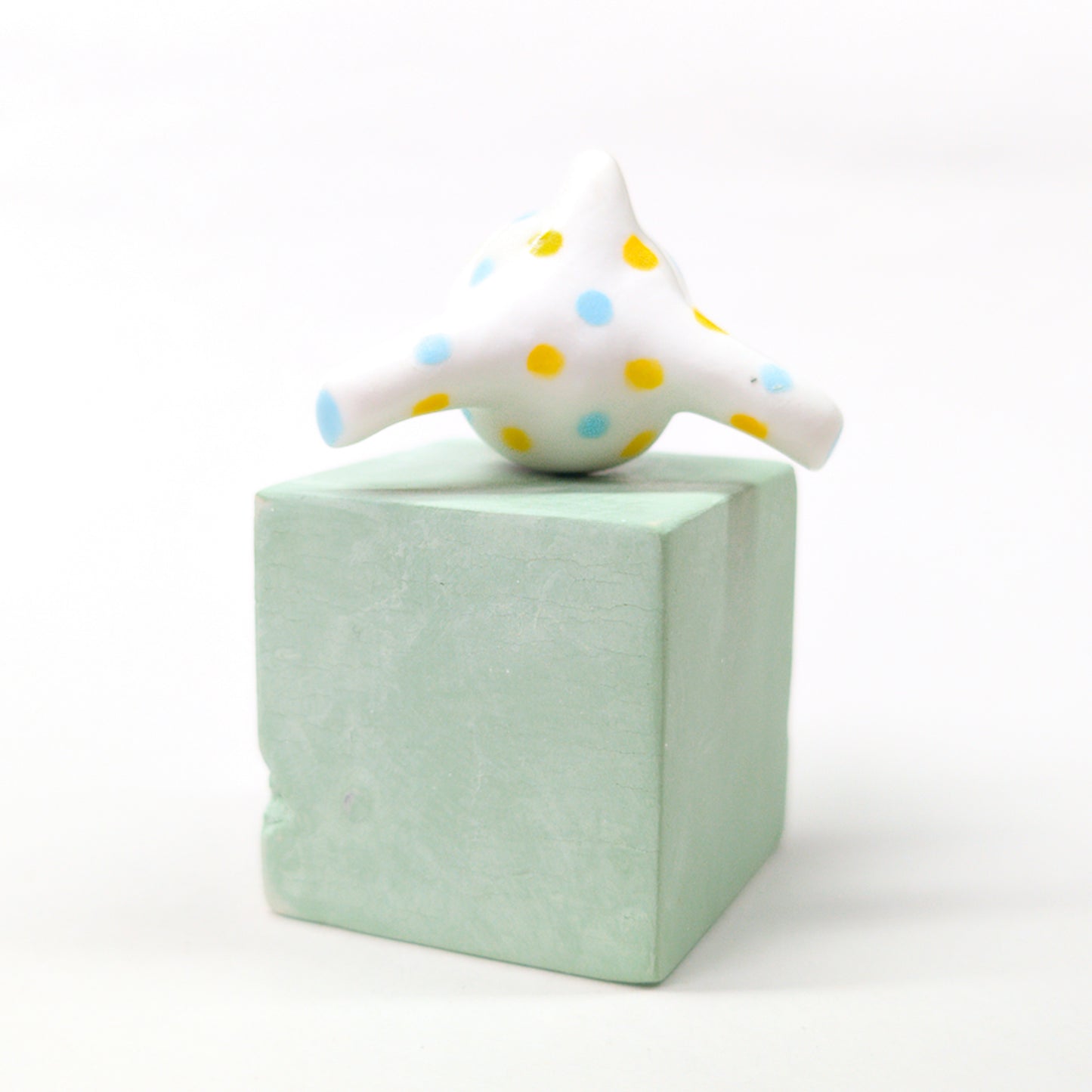 goatPIERROT Ceramic Art Toy [Purple Coneflower Tinybirdman, 1.3" tall]