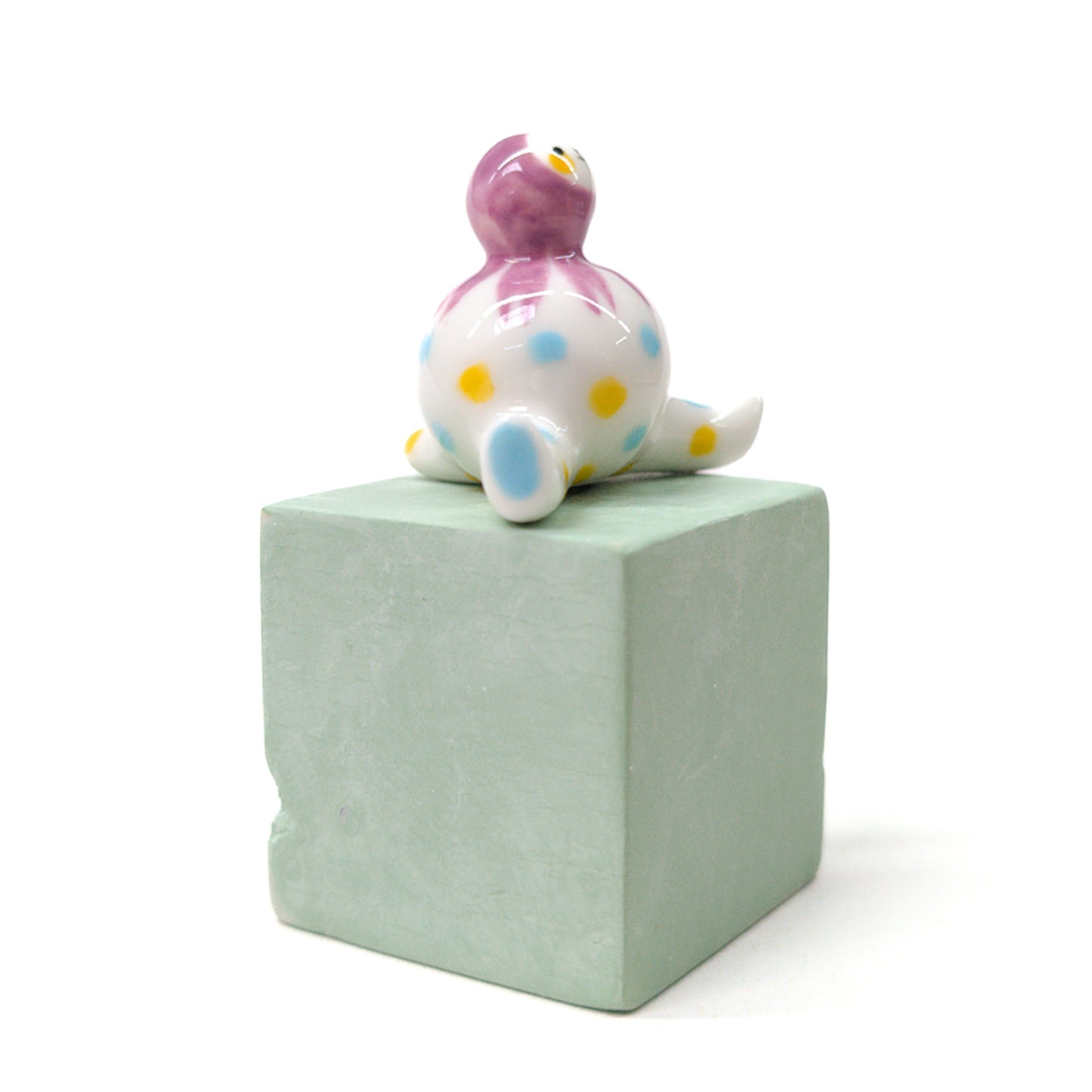 goatPIERROT Ceramic Art Toy [Purple Coneflower Tinybirdman, 1.3" tall]