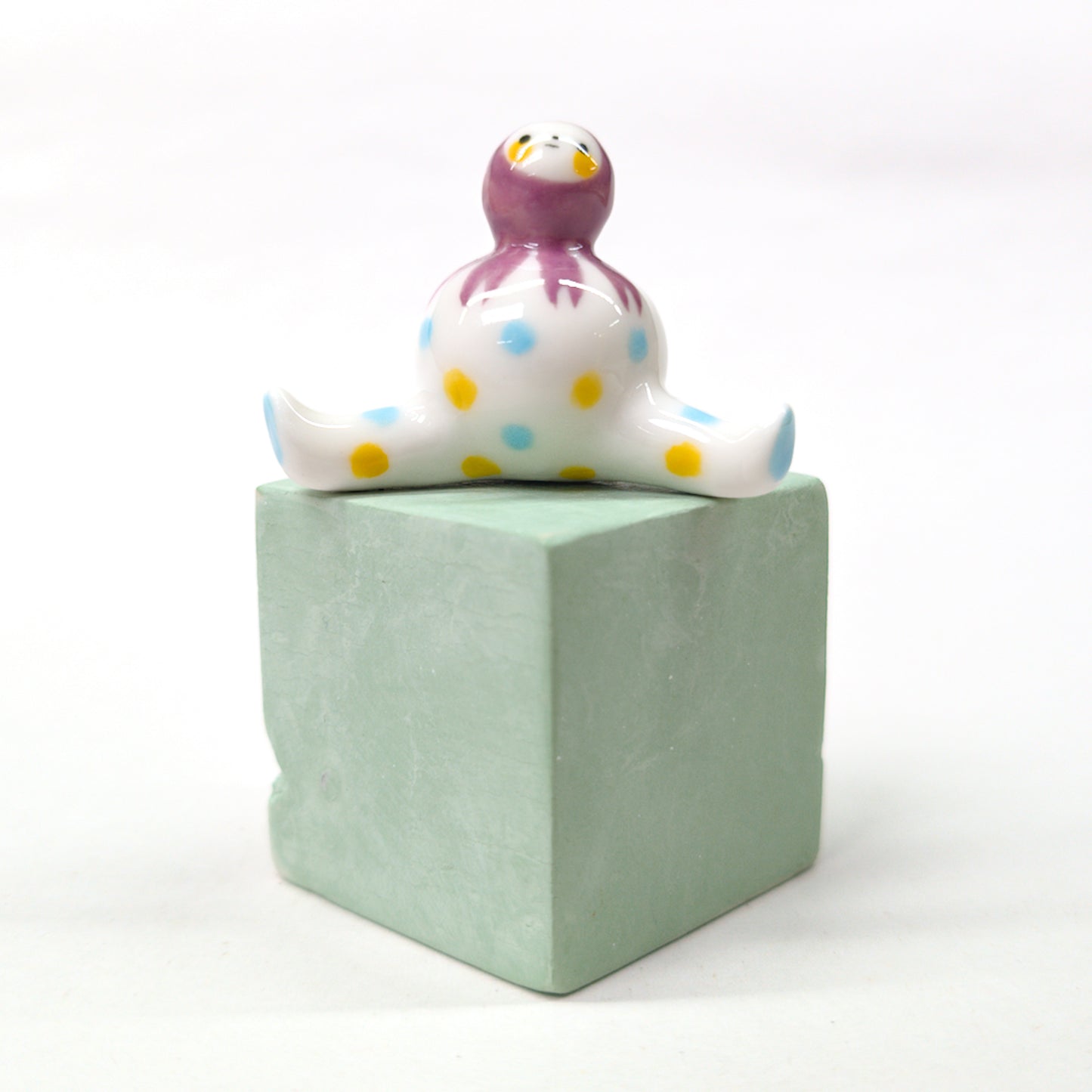 goatPIERROT Ceramic Art Toy [Purple Coneflower Tinybirdman, 1.3" tall]