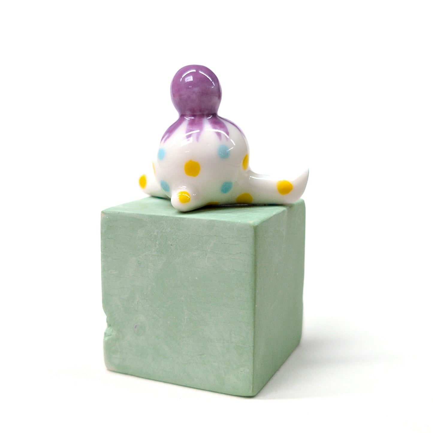 goatPIERROT Ceramic Art Toy [Purple Coneflower Tinybirdman, 1.3" tall]