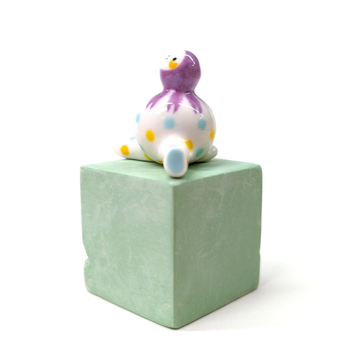 goatPIERROT Ceramic Art Toy [Purple Coneflower Tinybirdman, 1.3" tall]