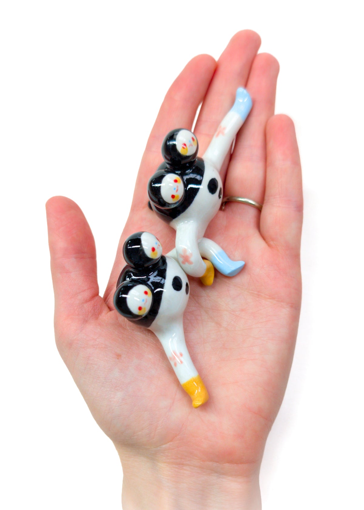 goatPIERROT Ceramic Sculpture 26.10.03 + 26.10.04 [Classic Black Tinybirdman with Two Heads, Two Available]