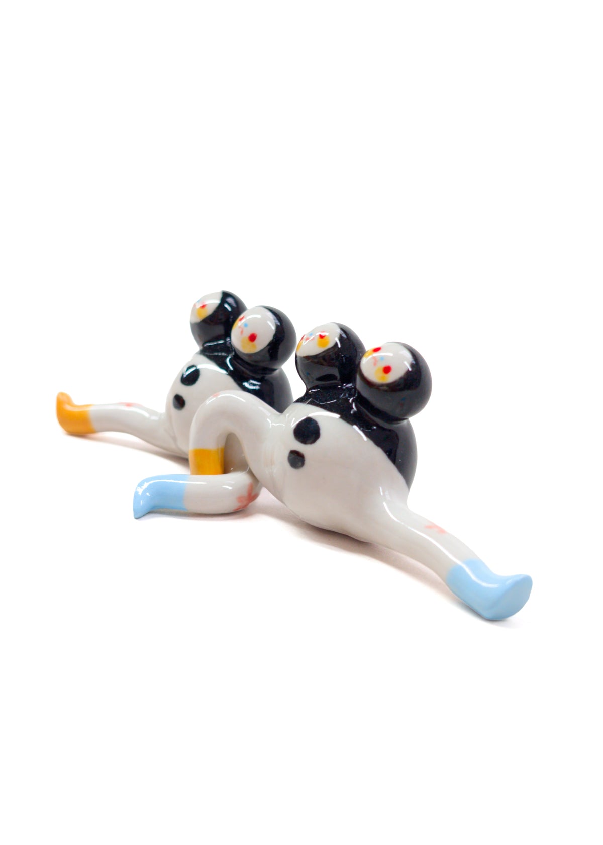 goatPIERROT Ceramic Sculpture 26.10.03 + 26.10.04 [Classic Black Tinybirdman with Two Heads, Two Available]