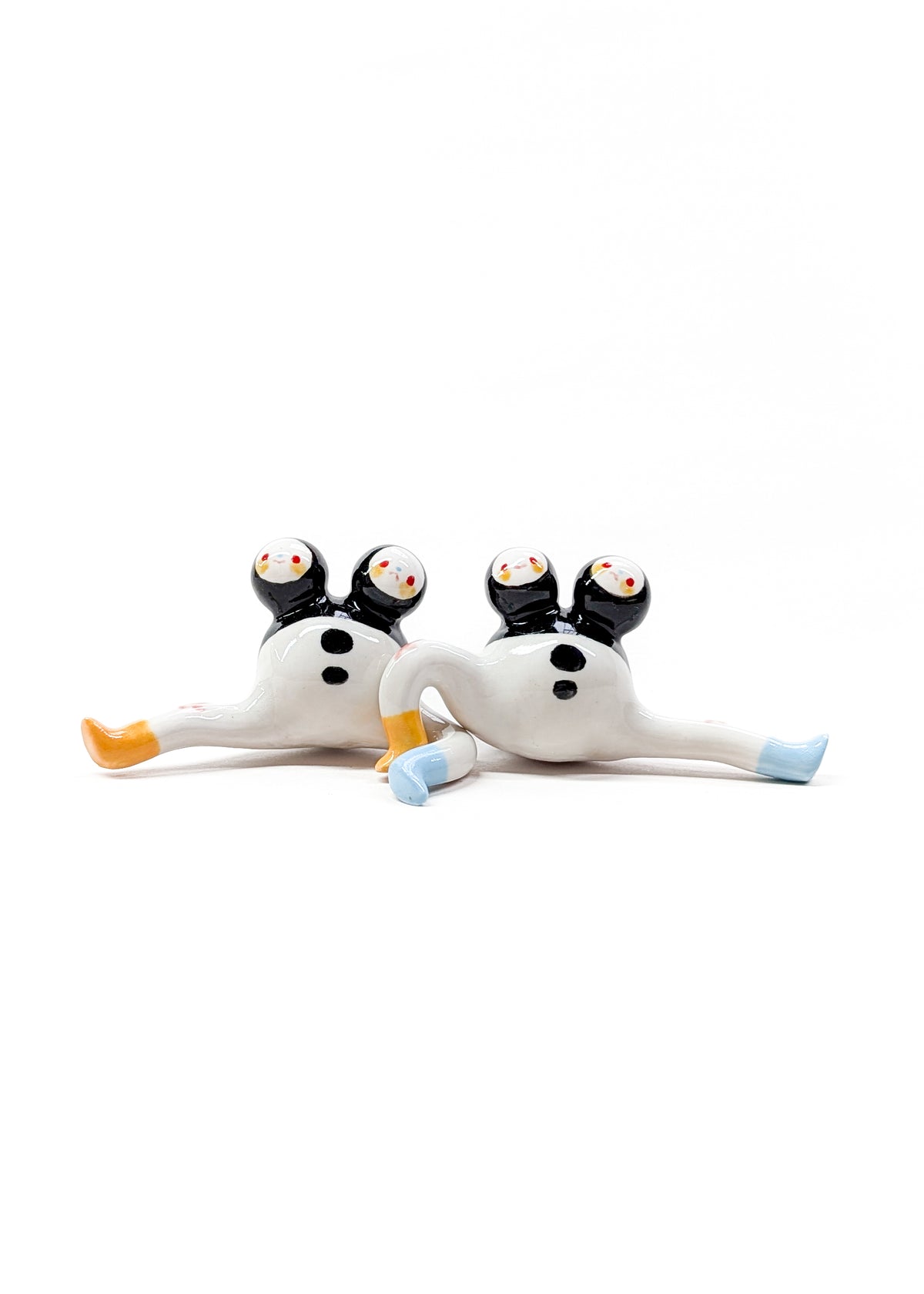 goatPIERROT Ceramic Sculpture 26.10.03 + 26.10.04 [Classic Black Tinybirdman with Two Heads, Two Available]