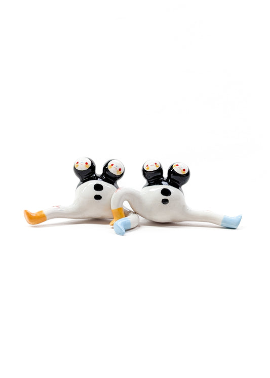 goatPIERROT Ceramic Sculpture 26.10.03 + 26.10.04 [Classic Black Tinybirdman with Two Heads, Two Available]