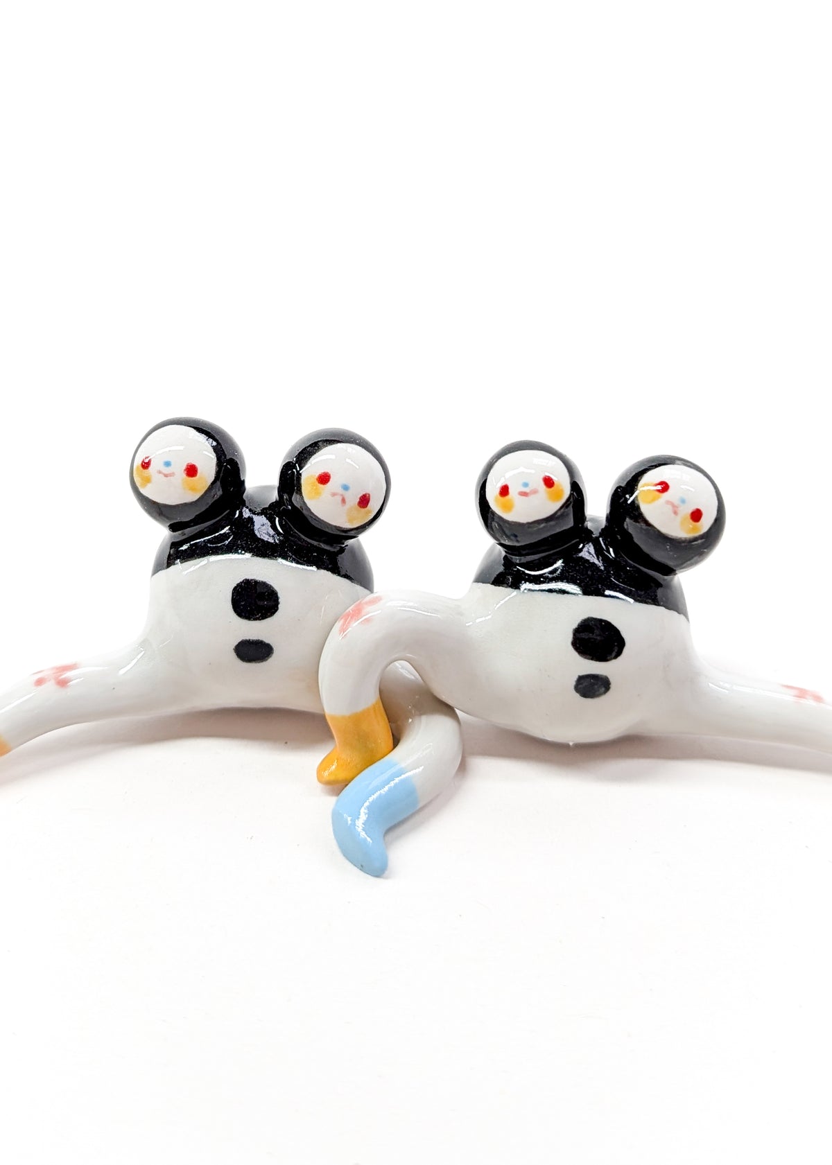 goatPIERROT Ceramic Sculpture 26.10.03 + 26.10.04 [Classic Black Tinybirdman with Two Heads, Two Available]
