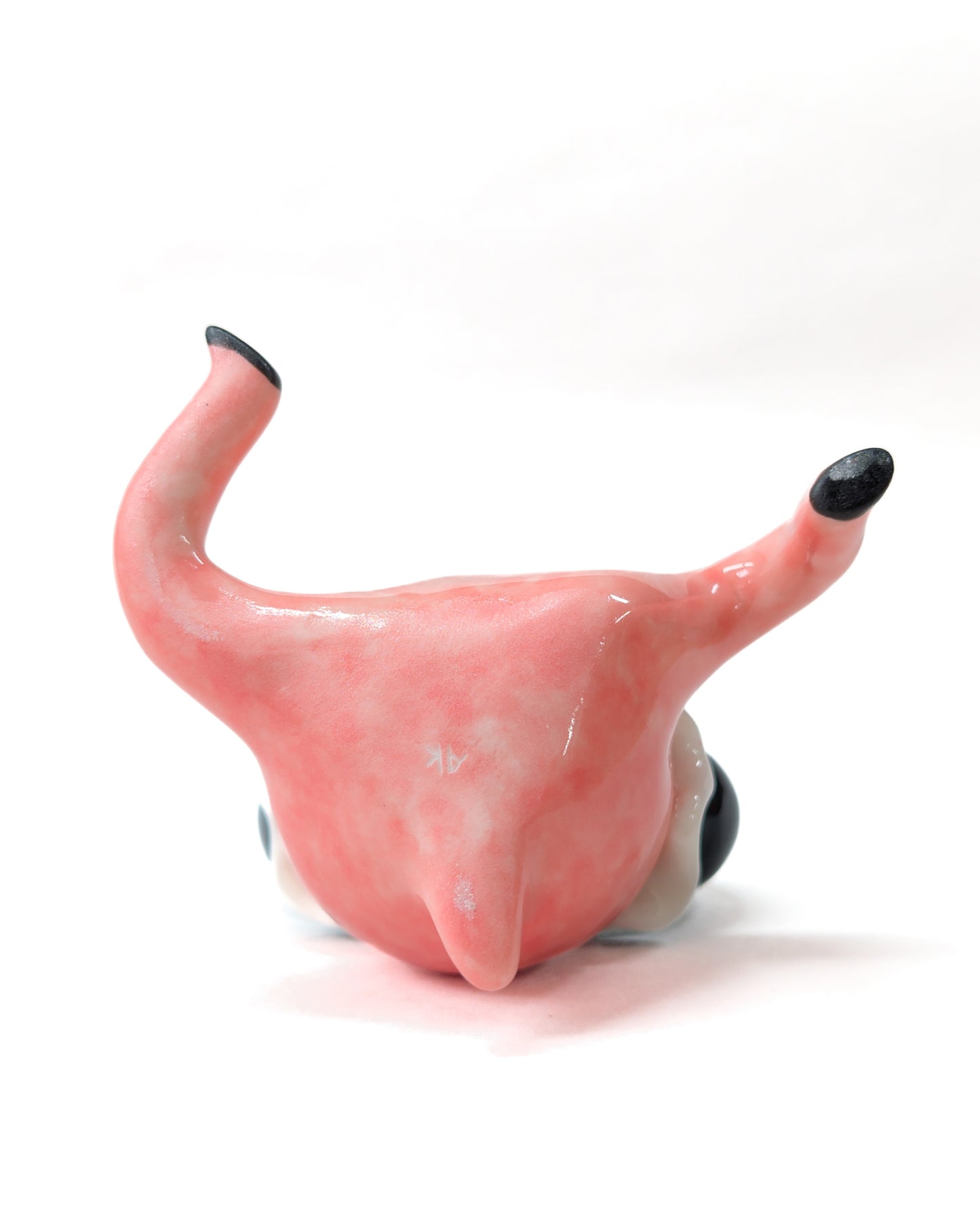 goatPIERROT Ceramic Art Toy [Two-Headed Pink Pierrot Tinybirdman, 2.25" tall]