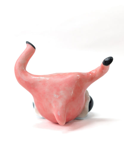 goatPIERROT Ceramic Art Toy [Two-Headed Pink Pierrot Tinybirdman, 2.25" tall]