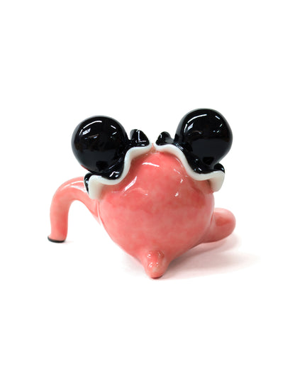 goatPIERROT Ceramic Art Toy [Two-Headed Pink Pierrot Tinybirdman, 2.25" tall]