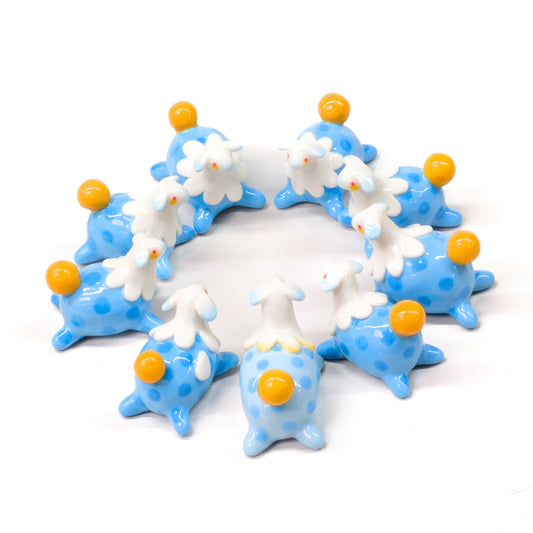 goatPIERROT Ceramic Art Toy [Silly Beasts in Blue, 1.75" long]