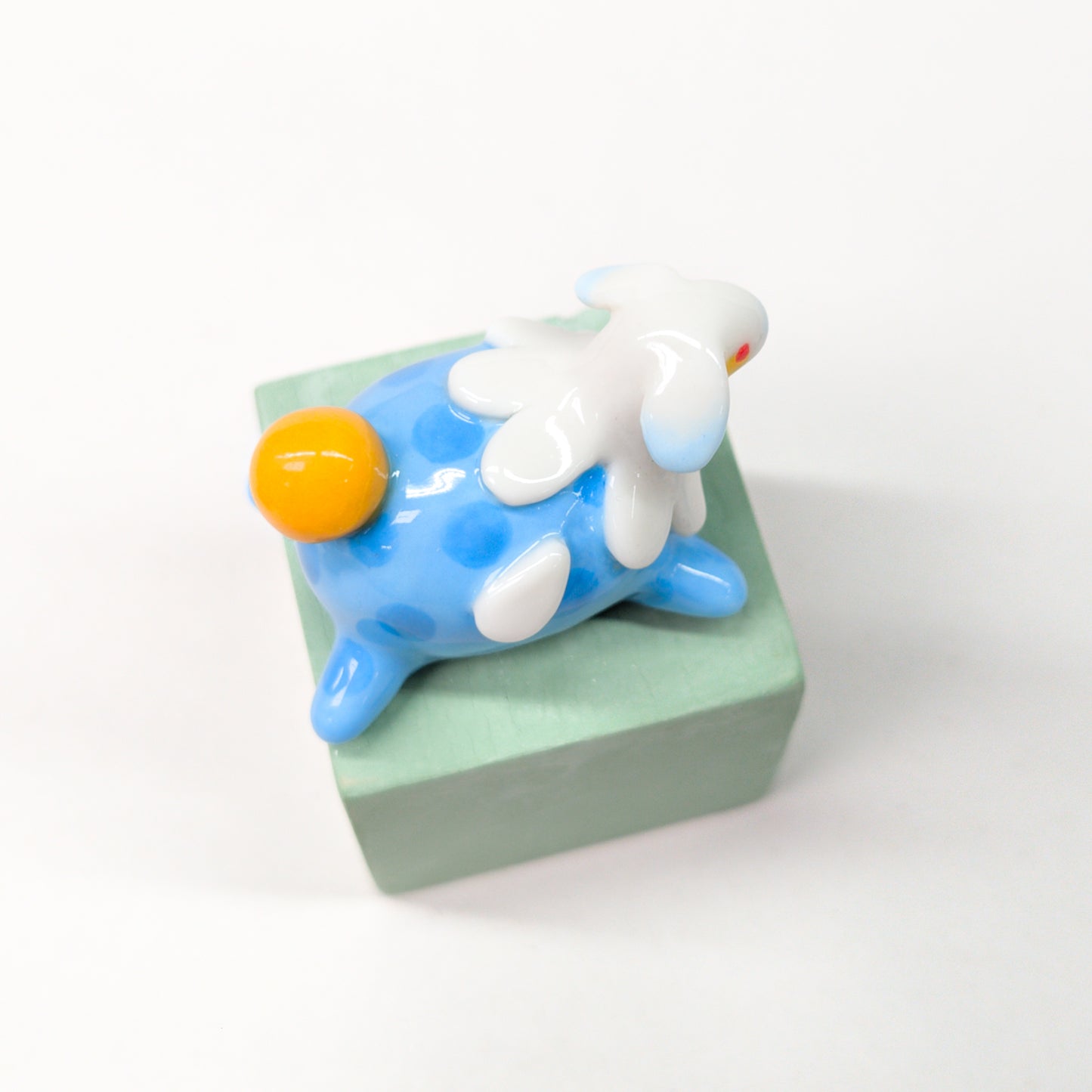 goatPIERROT Ceramic Art Toy [Silly Beasts in Blue, 1.75" long]