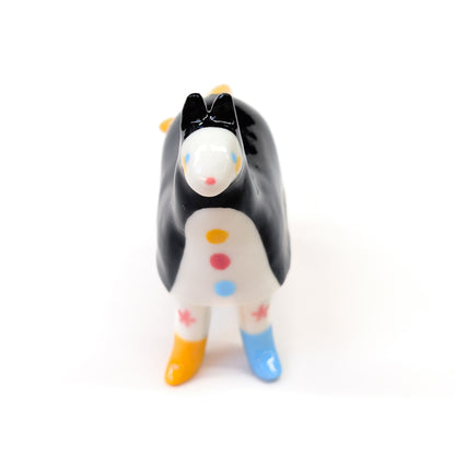 goatPIERROT Ceramic Art Toy [Pantomime Horse in Tinybirdman Black, 8.5 cm tall]