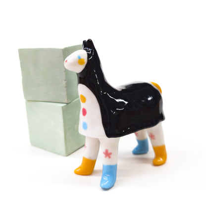 goatPIERROT Ceramic Art Toy [Pantomime Horse in Tinybirdman Black, 8.5 cm tall]