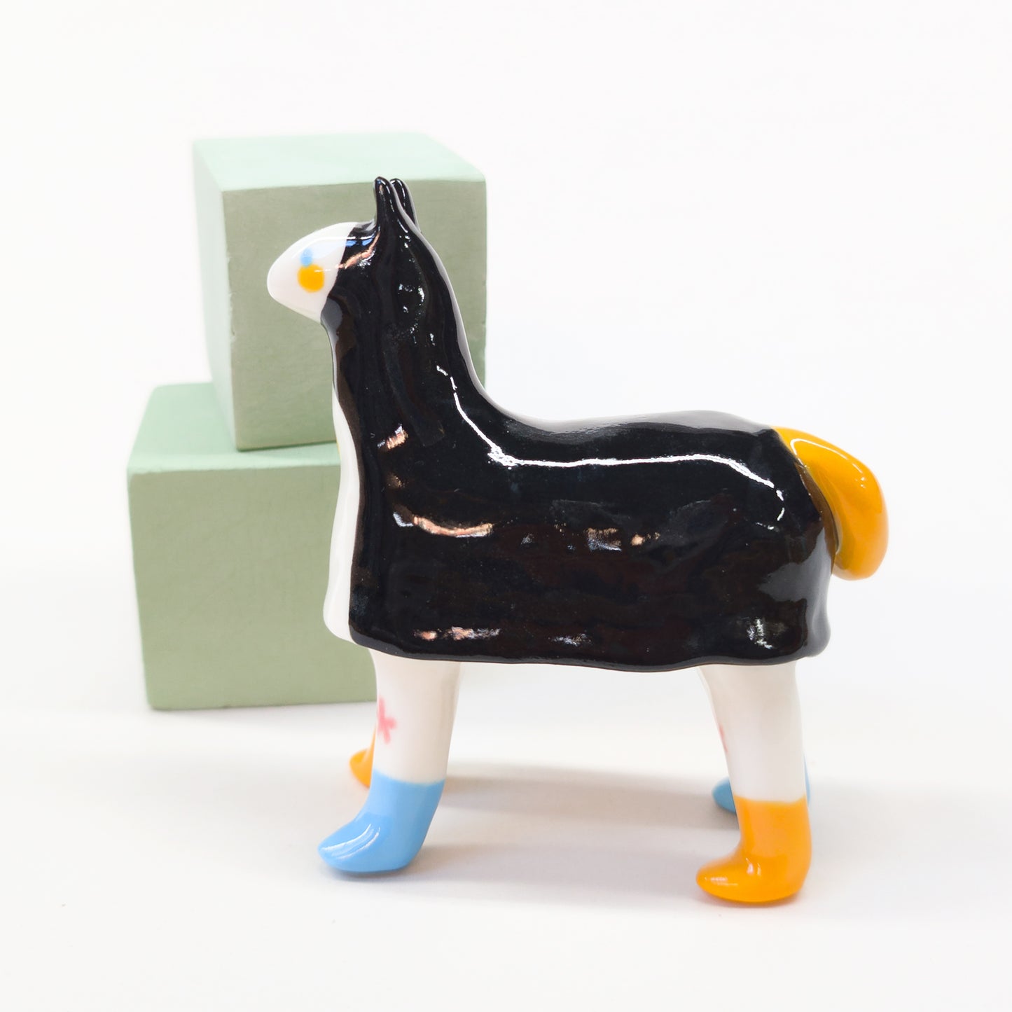 goatPIERROT Ceramic Art Toy [Pantomime Horse in Tinybirdman Black, 8.5 cm tall]