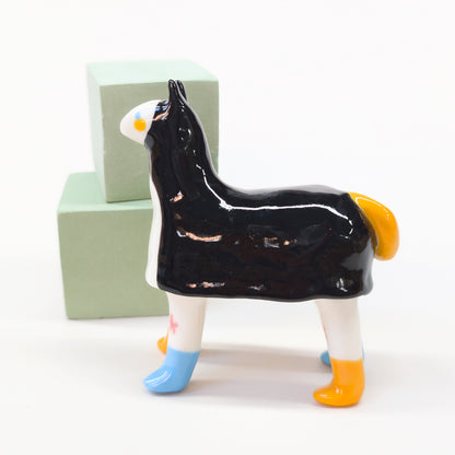 goatPIERROT Ceramic Art Toy [Pantomime Horse in Tinybirdman Black, 8.5 cm tall]