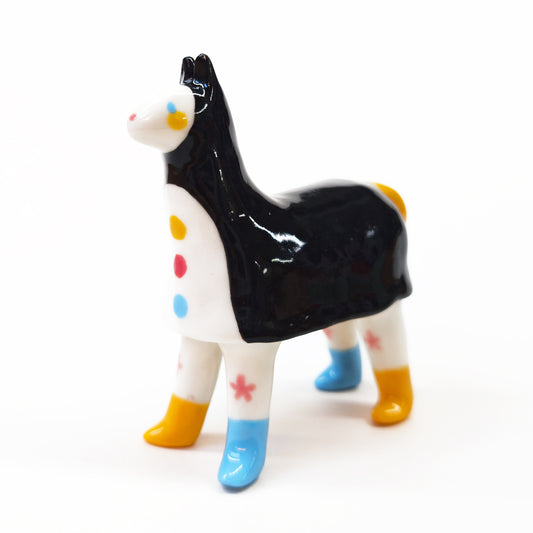 goatPIERROT Ceramic Art Toy [Pantomime Horse in Tinybirdman Black, 8.5 cm tall]