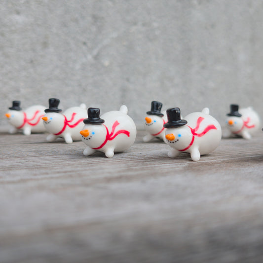 goatPIERROT Ceramic Art Toy [Snowblobmen with Top Hats, 4.5 cm long, Listed Individually]