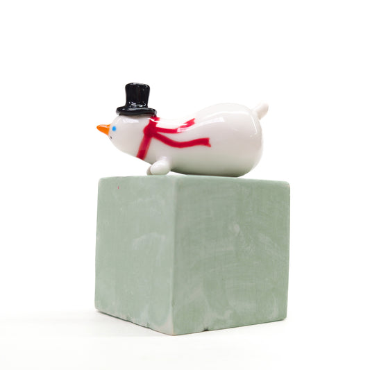 goatPIERROT Ceramic Art Toy [Snowblobmen with Top Hats, 4.5 cm long, Listed Individually]