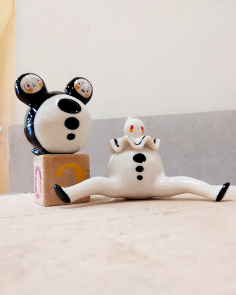 goatPIERROT Ceramic Art Toy [Birbauble BB23.072: Two-Headed, 3" tall]