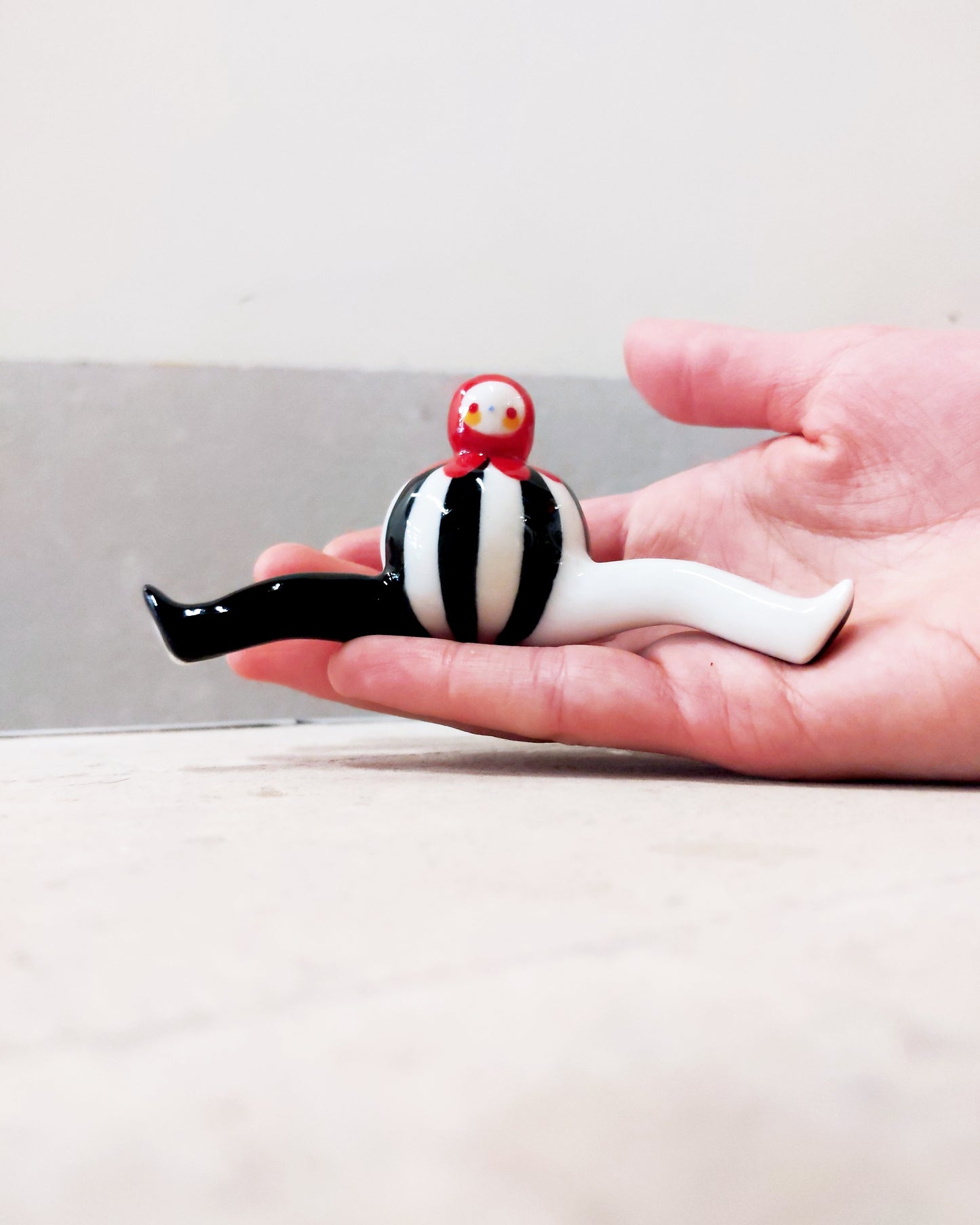 goatPIERROT Ceramic Art Toy [Tinybirdman 23.044: Circus Stripe]