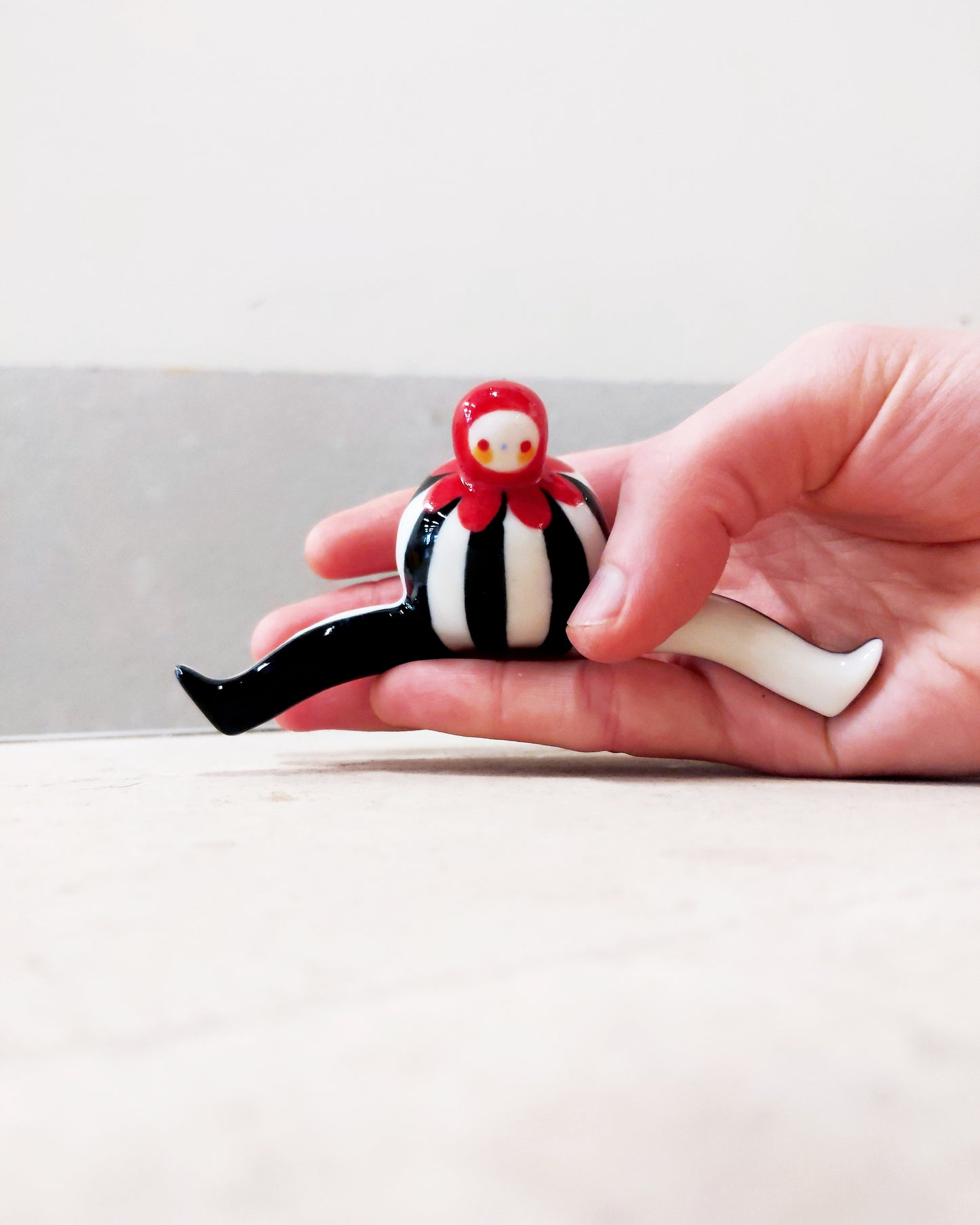 goatPIERROT Ceramic Art Toy [Tinybirdman 23.044: Circus Stripe]