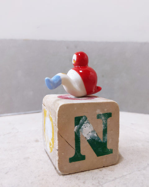 goatPIERROT Ceramic Art Toy [Tinybirdman 23.048: Classic Red Ledge-Sitter, SECOND]