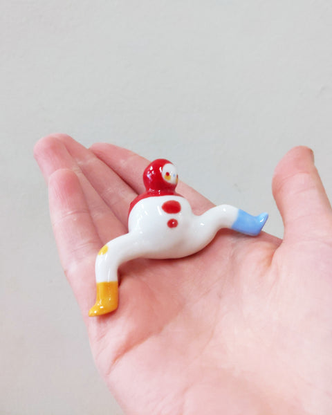goatPIERROT Ceramic Art Toy [Tinybirdman 23.048: Classic Red Ledge-Sitter, SECOND]