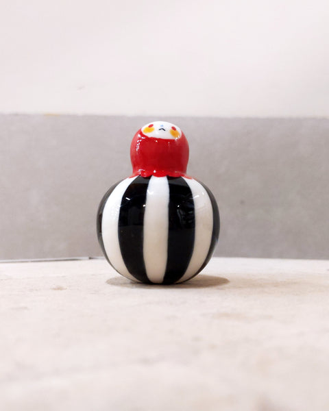goatPIERROT Ceramic Art Toy [Birbauble 23.077: Circus Stripe, 2.25" tall]