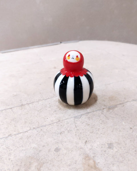 goatPIERROT Ceramic Art Toy [Birbauble 23.077: Circus Stripe, 2.25" tall]