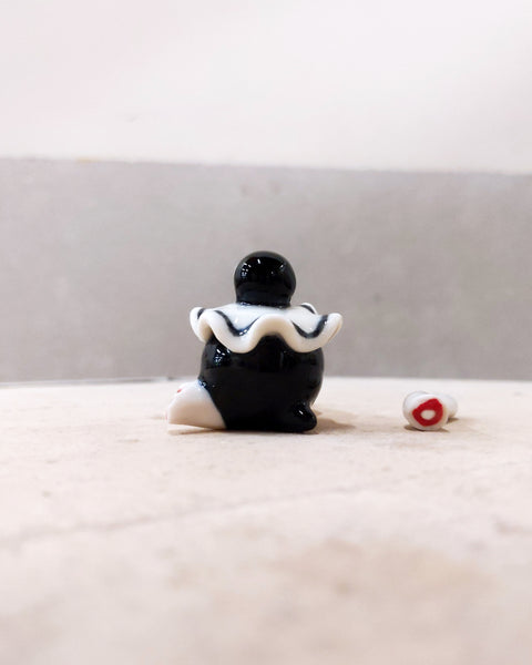 goatPIERROT Ceramic Art Toy [Tinybirdman 23.055: Injured Pierrot, 1.5" tall]