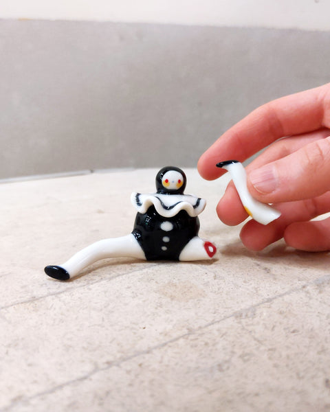 goatPIERROT Ceramic Art Toy [Tinybirdman 23.055: Injured Pierrot, 1.5" tall]