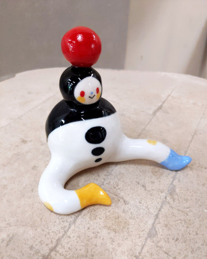 goatPIERROT Ceramic Art Toy [Tinybirdman 23.057: Juggler, 4" tall]