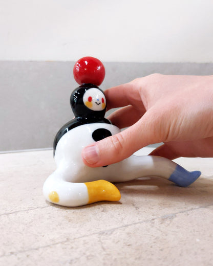 goatPIERROT Ceramic Art Toy [Tinybirdman 23.057: Juggler, 4" tall]