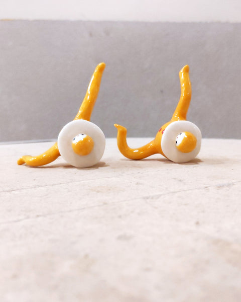 goatPIERROT Ceramic Art Toy [Tinybirdman 23.058 + 23.059:  Egg Pierrot Duo, 1.4" tall]