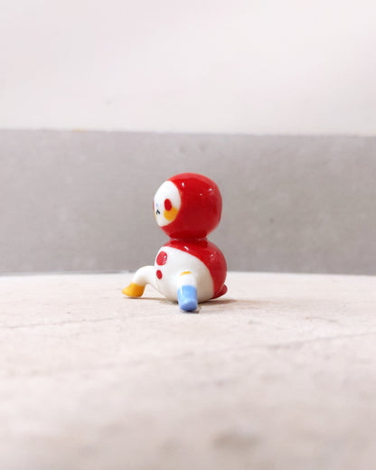 goatPIERROT Ceramic Art Toy [Tinybirdman 23.063:  Bobblenoggin in Red, 1.75" tall]