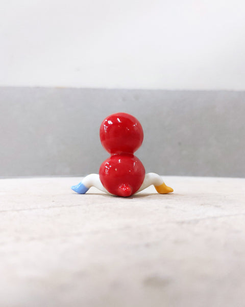 goatPIERROT Ceramic Art Toy [Tinybirdman 23.063:  Bobblenoggin in Red, 1.75" tall]