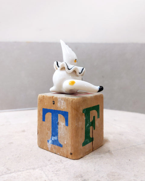 goatPIERROT Ceramic Art Toy [Tinybirdman 23.067: Ruffle Pierrot, 1.9" tall]