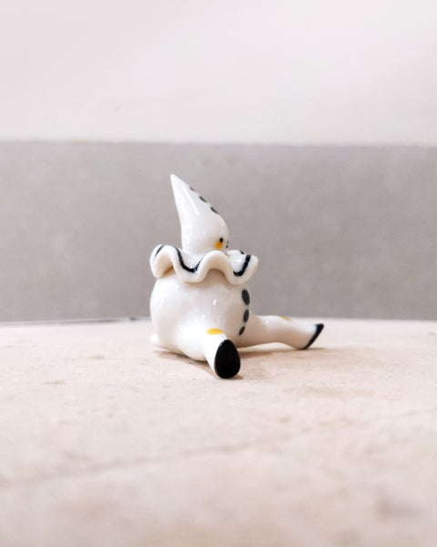 goatPIERROT Ceramic Art Toy [Tinybirdman 23.065: Ruffle Pierrot, 1.9" tall]