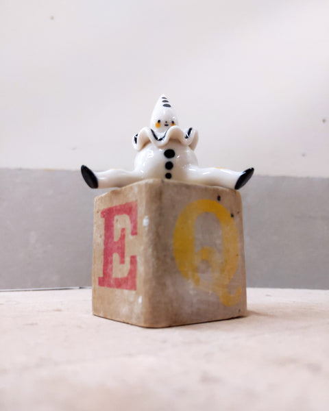 goatPIERROT Ceramic Art Toy [Tinybirdman 23.065: Ruffle Pierrot, 1.9" tall]