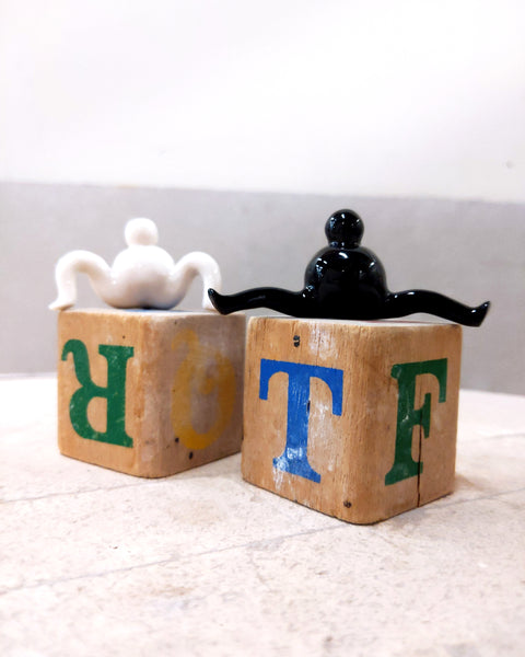 goatPIERROT Ceramic Art Toy [Tinybirdman 23.075 + 076: Mini Duo, 1.2" tall]