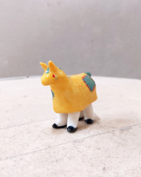 goatPIERROT Ceramic Art Toy [23.132: Pantomime Horse in Yellow, 2" tall]