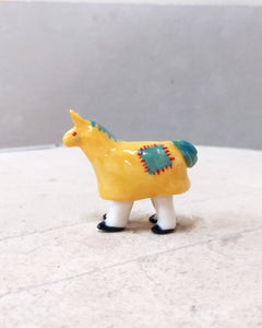 goatPIERROT Ceramic Art Toy [23.132: Pantomime Horse in Yellow, 2" tall]