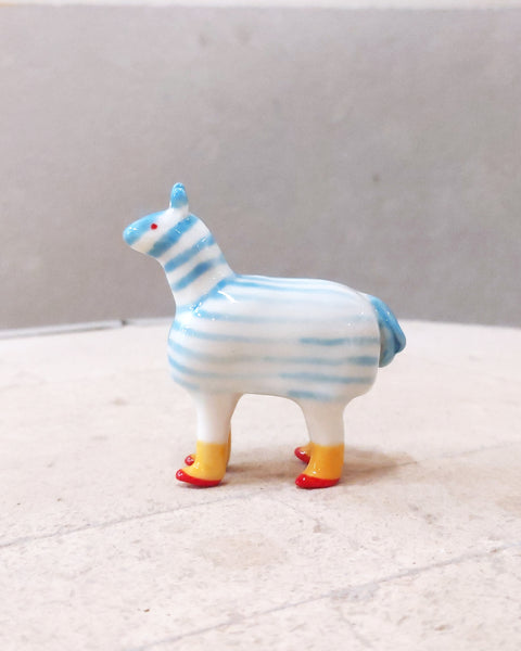 goatPIERROT Ceramic Art Toy [23.134: Pantomime Horse in Blue, 2.4" tall]