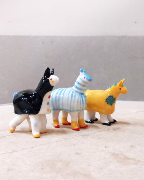 goatPIERROT Ceramic Art Toy [23.133: Pantomime Horse, 2" tall]