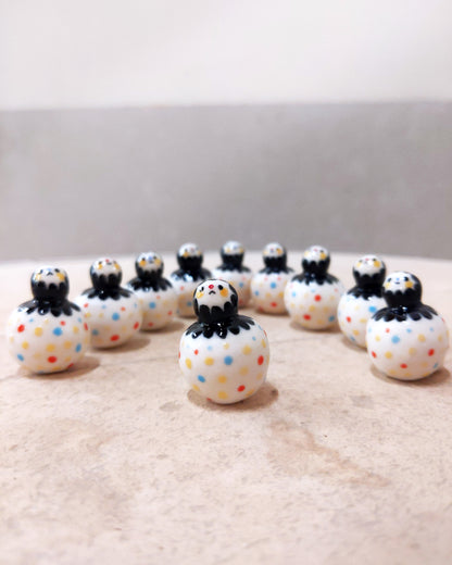 goatPIERROT Ceramic Art Toy [BB23.0940->106: Confetti Birbaubles, 1.25" tall]