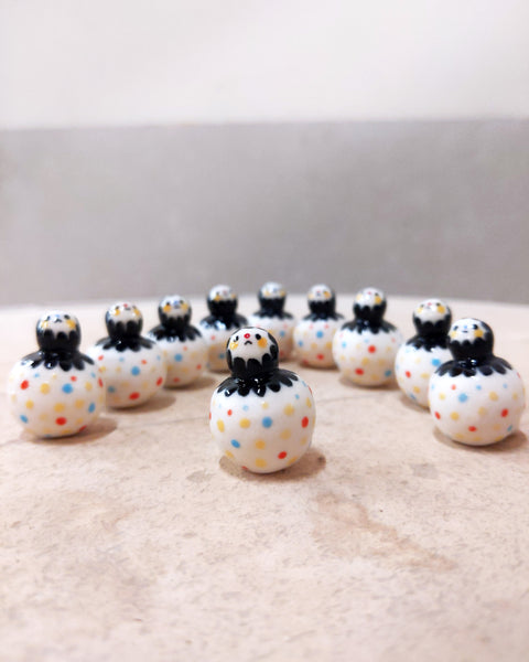 goatPIERROT Ceramic Art Toy [BB23.0940->106: Confetti Birbaubles, 1.25" tall]